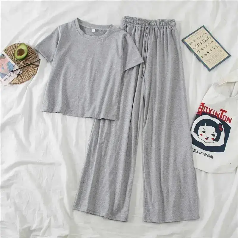 

2 Pieces Cotton Sleepwear Women Pajama Sets Loose Nightsuit Plain Sailor Moon Women's Nightie Casual Suit Home Clothes Pijamas