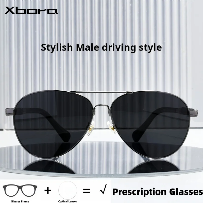

Xbora Trend Aviator Metal Uv400 поляризационные солнцезащитные очки по рецепту для мужчин, корректирующие солнцезащитные очки-пилот, солнцезащитные очки для вождения PB8015Q