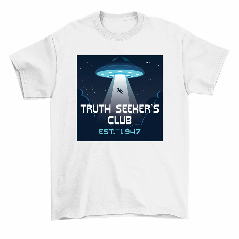 Truth Seeker's Club Est 1947 UFO Abduction Sci-Fi Alien T-Shirt Men Women High Quality 100%Cotton Short Sleeve