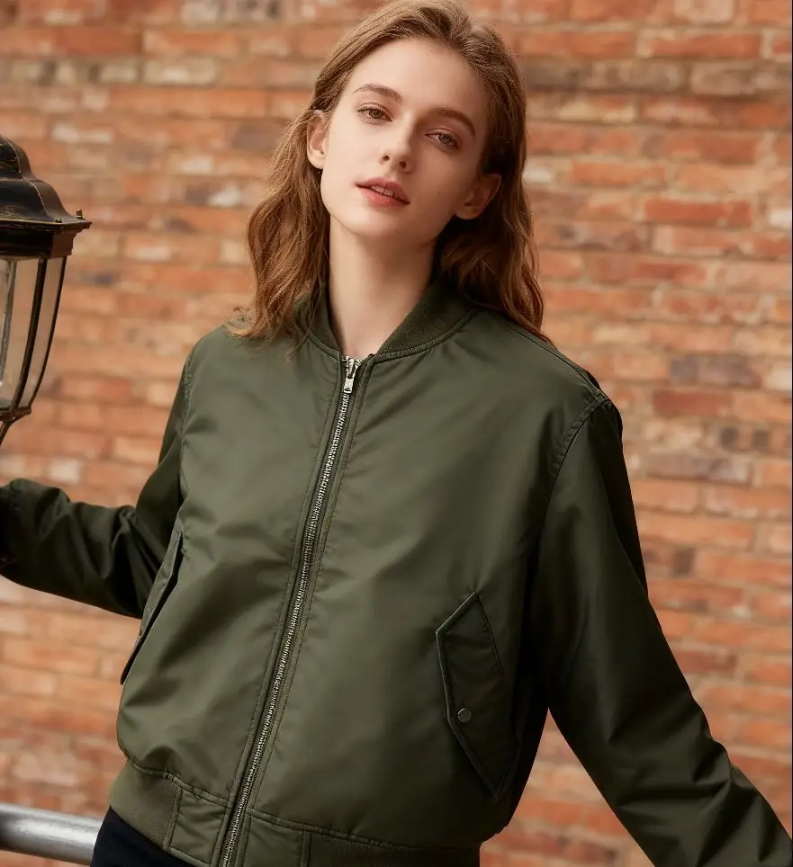 

Bomber Jackets Womens Jacket American Style Autumn Suede Patchwork Ribbed Hem Minimalist Office OL Professional Urban Modern Ins