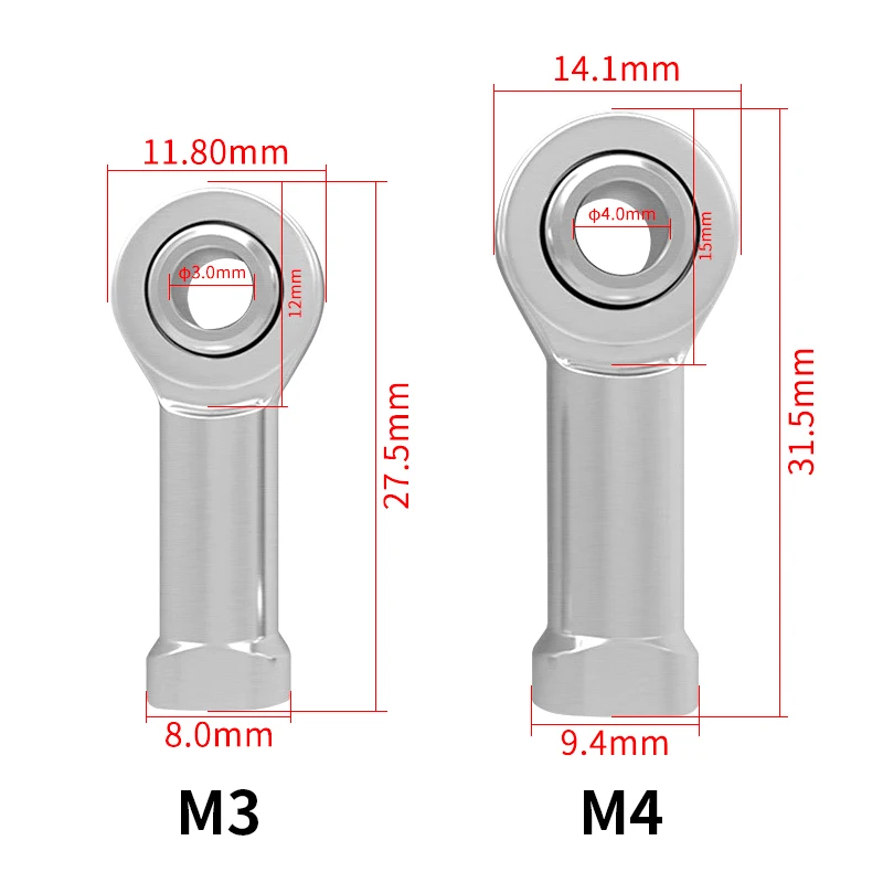 12pcs M3 M4 Fisheye Ball Bearings Rod Ends Joint Thread Female Ball Bearing SI4T/K SI3T/K Fish Eye Part 3D Printer Parts