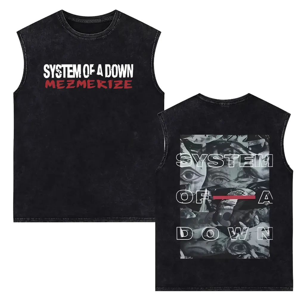 Rock Band System of A Down Mezmerize Vintage Washed Tank Tops Men Women Retro Alternative Metal Music Sleeveless Vest T-shirts