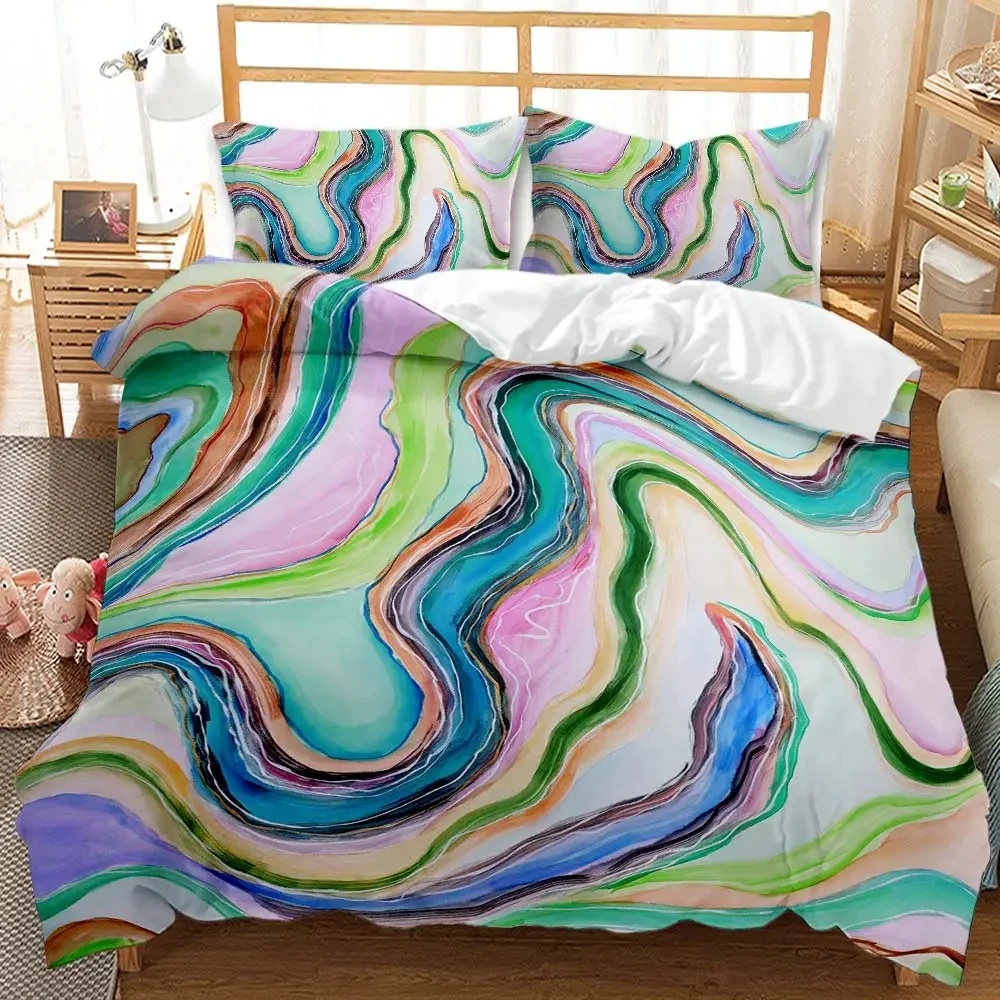 Marble Duvet Cover Set Tie Dye Modern Art Abstract Marble Bedding Set Twin Full Queen King Size Soft Microfiber Comforter Cover