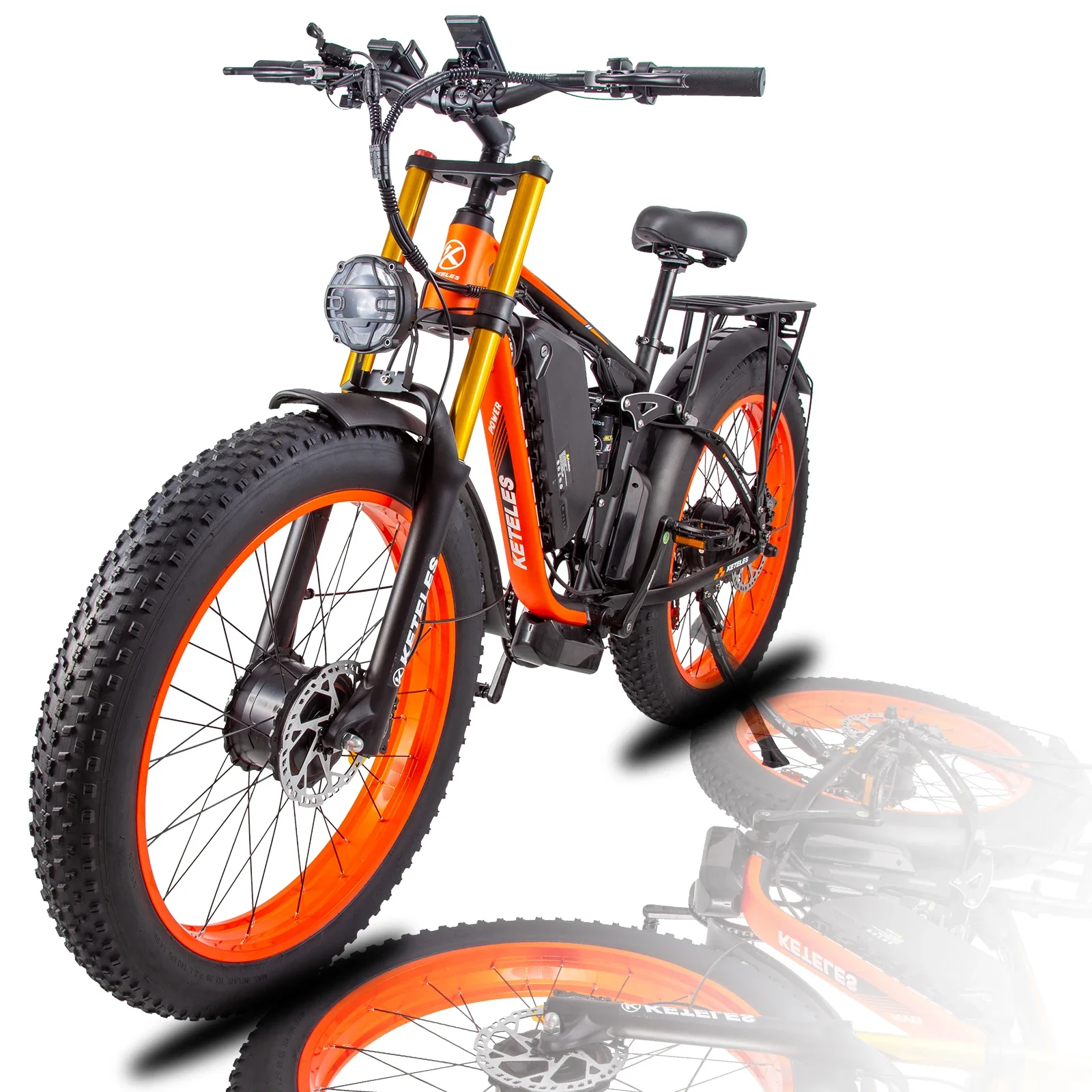 KETELES K800P Ebike 2000W Dual Motor 48V 23AH Hydraulic Brake Electric Bicycle Full Suspension 26*4.0 Fat Tire Electric Bike