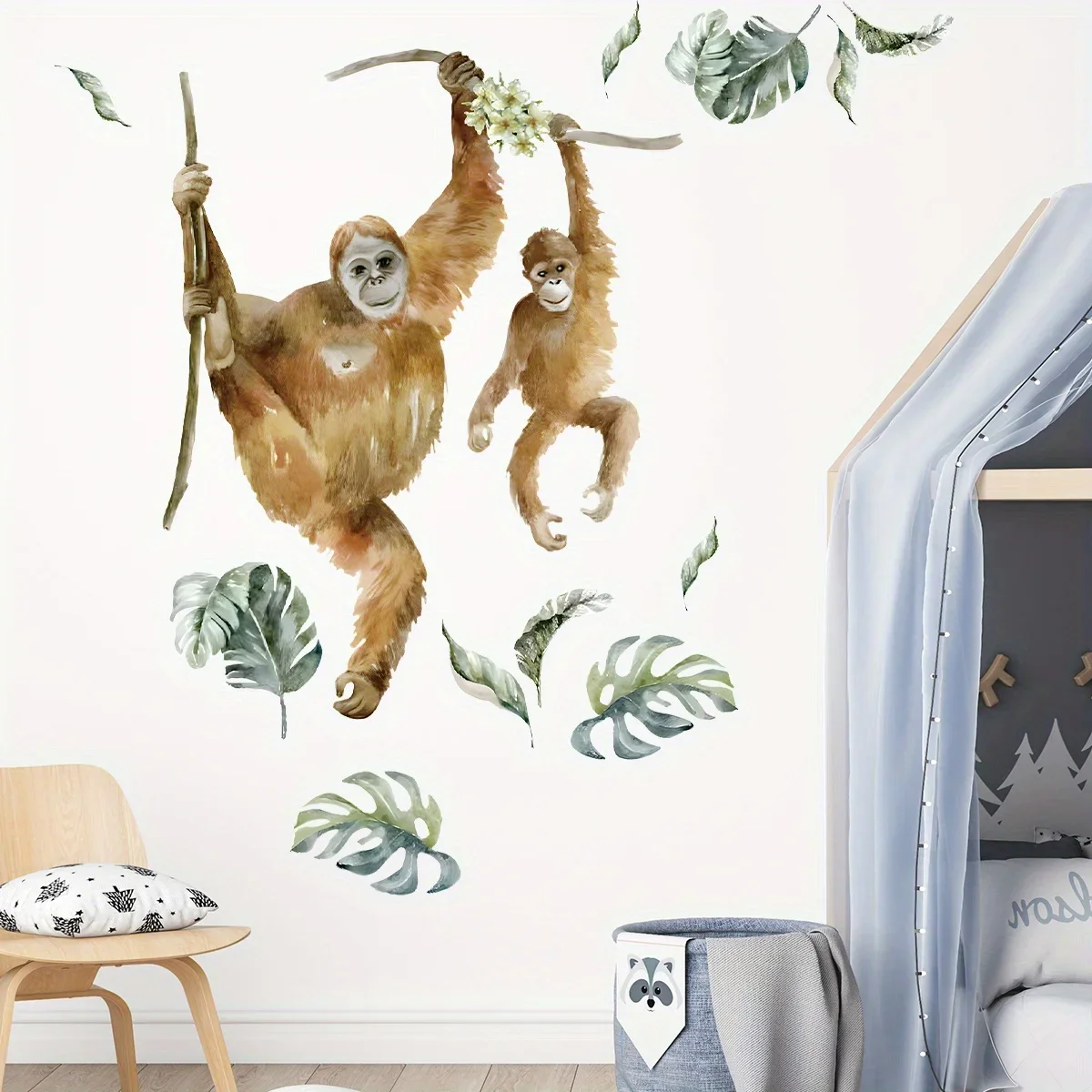 1Pc Watercolor Simulation Monkey Animal Furniture Wall Stickers Kids Room Decor for Bedroom Decoration Living Room Wall Decals