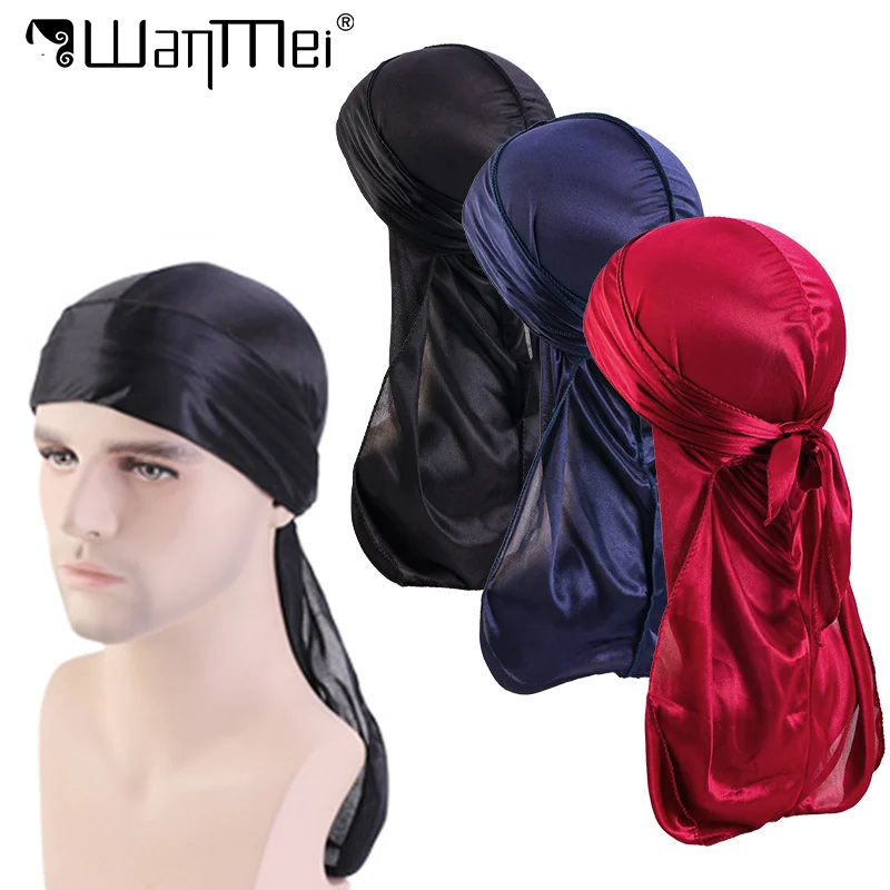 

1 шт., мягкий атласный чепчик на подкладке Durag, унисекс, хип-хоп, Durag, чепчик для волос, домашняя шапочка для душа, спальная шапочка, длинный хвост, обертка для волос, чехол