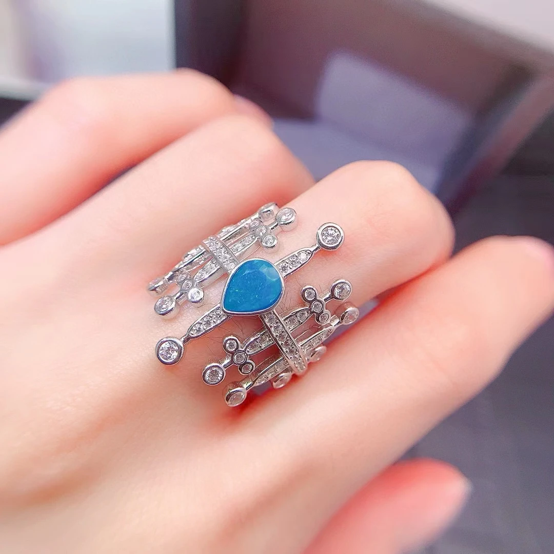 

Mysterious Blue Opal Ring 5mm*7mm 0.5ct Dyed Natural Opal 925 Silver Ring 925 Silver Jewelry with 18K Gold Plated Keep Shining