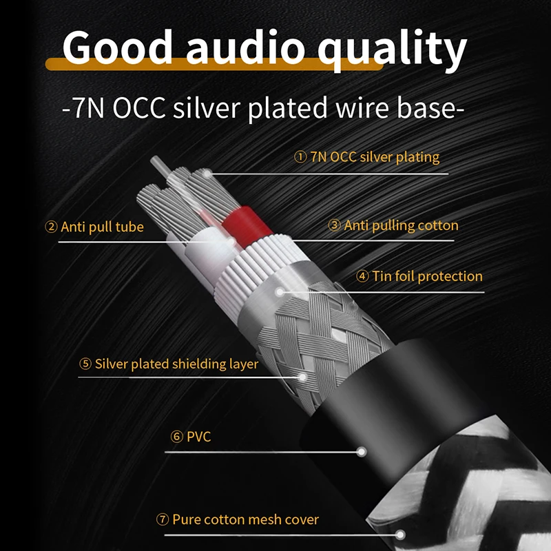 YYAUDIO 4.4mm 5극-듀얼 XLR 남성형 밸런스드 케이블 7N OCC 은도금 하이파이 오디오(DAP DAC 앰프 스튜디오 모니터용)