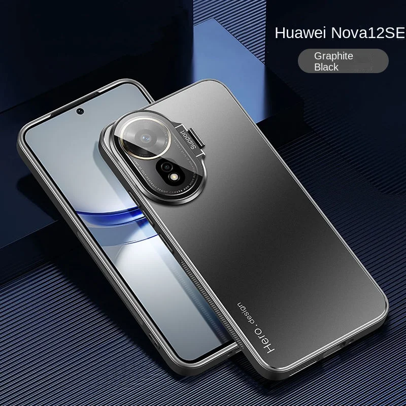 For hi nova 12 SE Case,Shockproof Shell,glass Camera films holder Protection metal &TPU Anti-fingerprint Back Cover