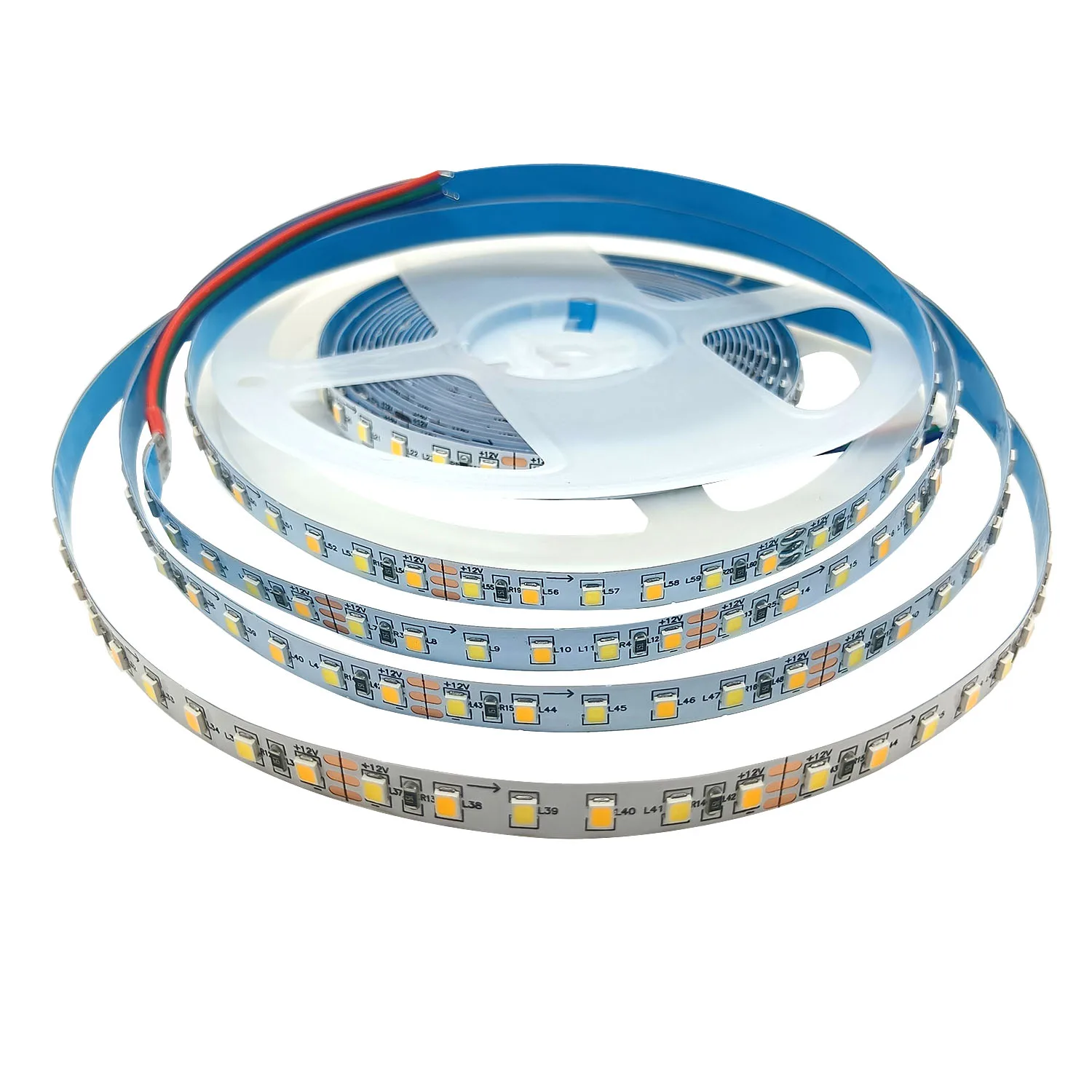 2835 Dual Color LED Strip Light DC 5V 12V 120 LEDs/M 5MM 8MM  Wide PCB Flexible CRI Dimmable CCT Bar Lamp 5M