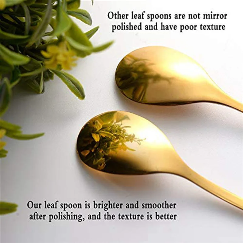 

VELIF-80PCS Dessert Spoon And Fork Set Cake Fork Coffee Spoon Creative Fruit Fork Stainless Steel -Gold