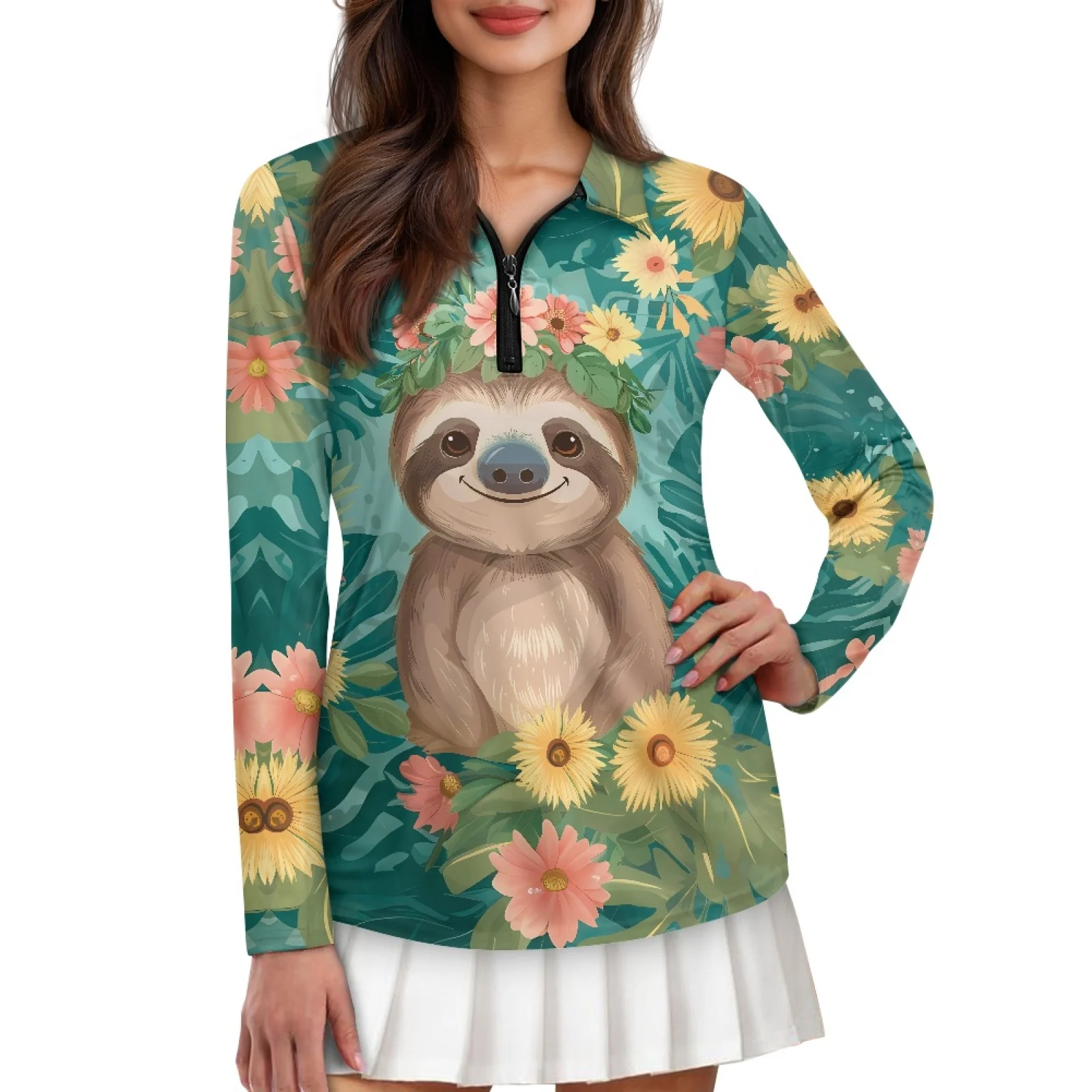 PENSTROLL Adorable Sloth Womens Soft Outdoor Clothes Stretchy Athletic Shirts for Hiking