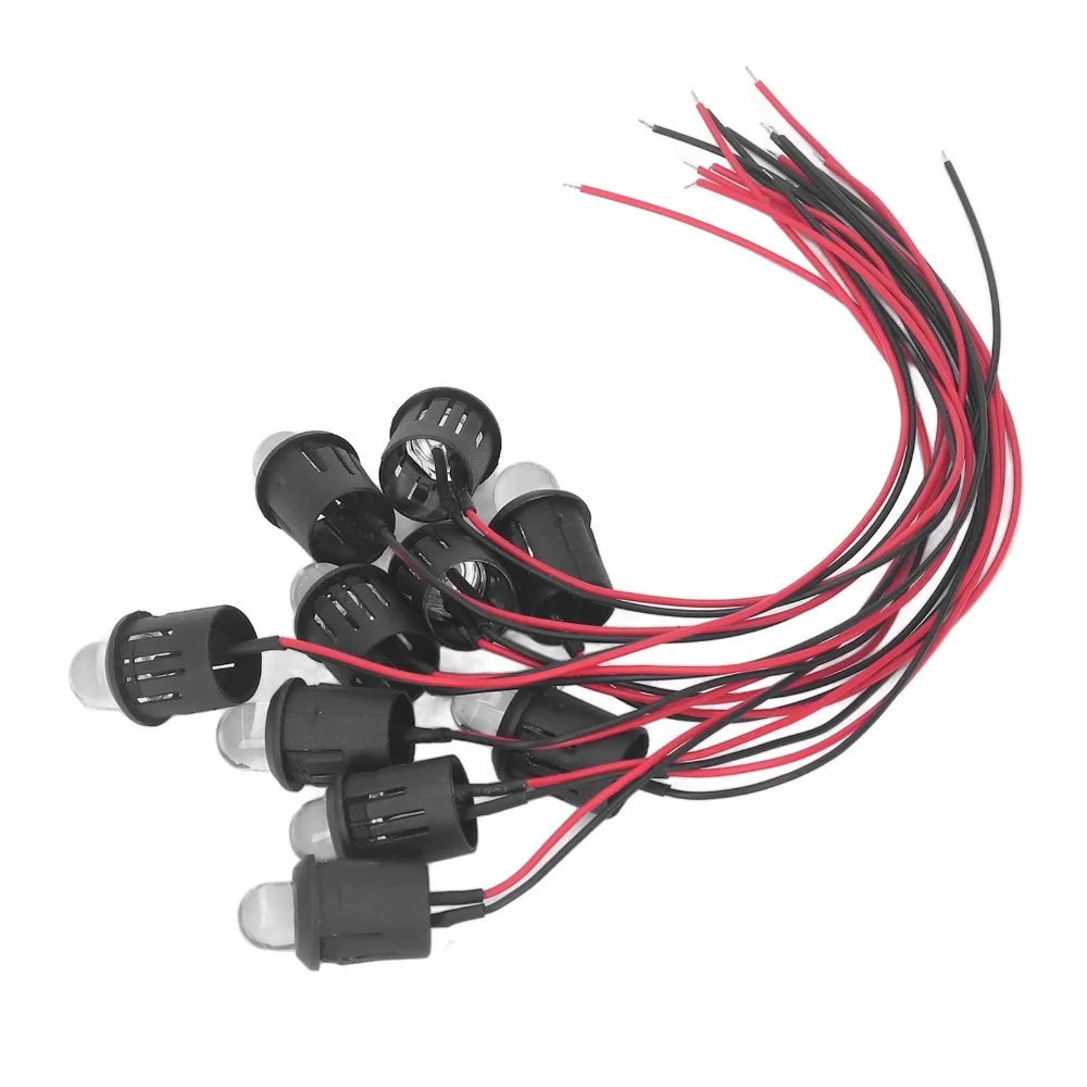 10PCS 10mm LED Light Lamp Bulb 12V Water Clear Bulb Pilot Light Indicator Prewired Emitting Diodes DIY Home Decoration
