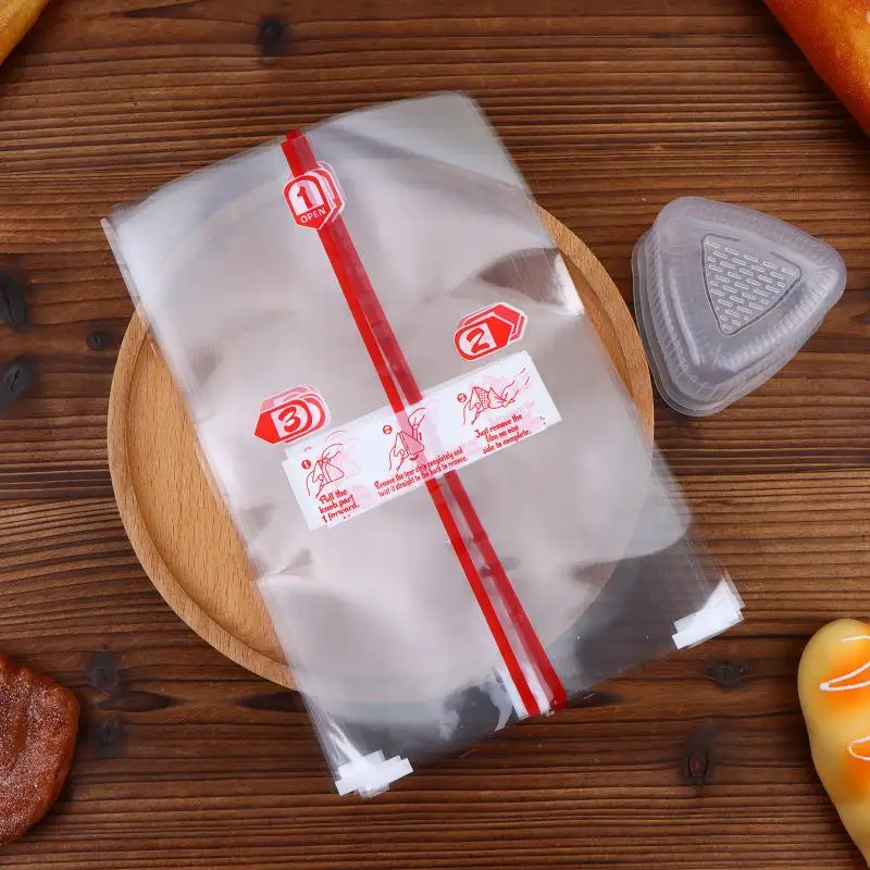 10-200Pcs Triangular Rice Ball Packaging Bag With Stickers Mold Nori Seaweed Onigiri Sushi Plastic Gift Bags Bento Accessories