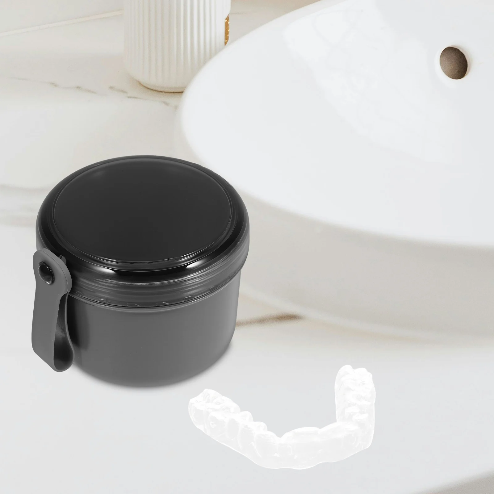 

Denture Retainer Case 95mmx75mm PC Breathable Portable Travel Storage Box for Fake Teeth Dental Guard Container Keeper