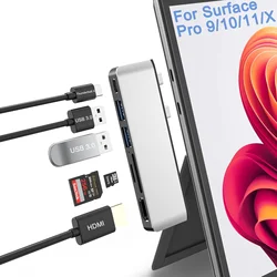 Surface Pro 9/10/11/X Hub Docking Station with 4K HDMI 8K Video Display USB-C  Adapter for Surface Pro Accessories