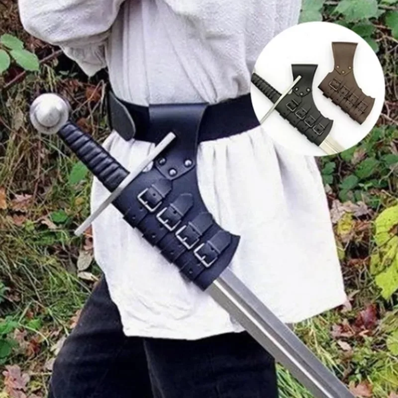 Middeleeuwse Viking Krijger Pantser Pu Lederen Zwaard Riem Taille Schede Schede Zwart Bruin Rapier Gesp Riem Vrouwen Mannen Cosplay Larp