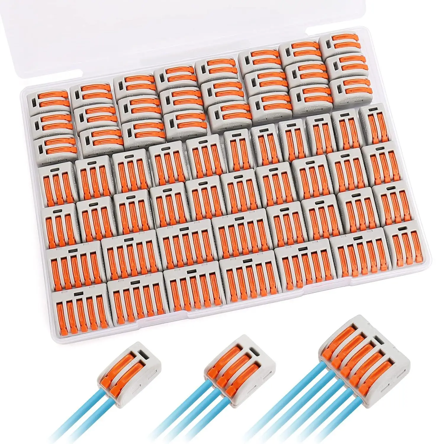 60PCS Compact Lever Wire Connectors 24-12AWG Quick Push-In Terminal Block, Flame Retardant Electrical Wiring Connectors 250V 32A