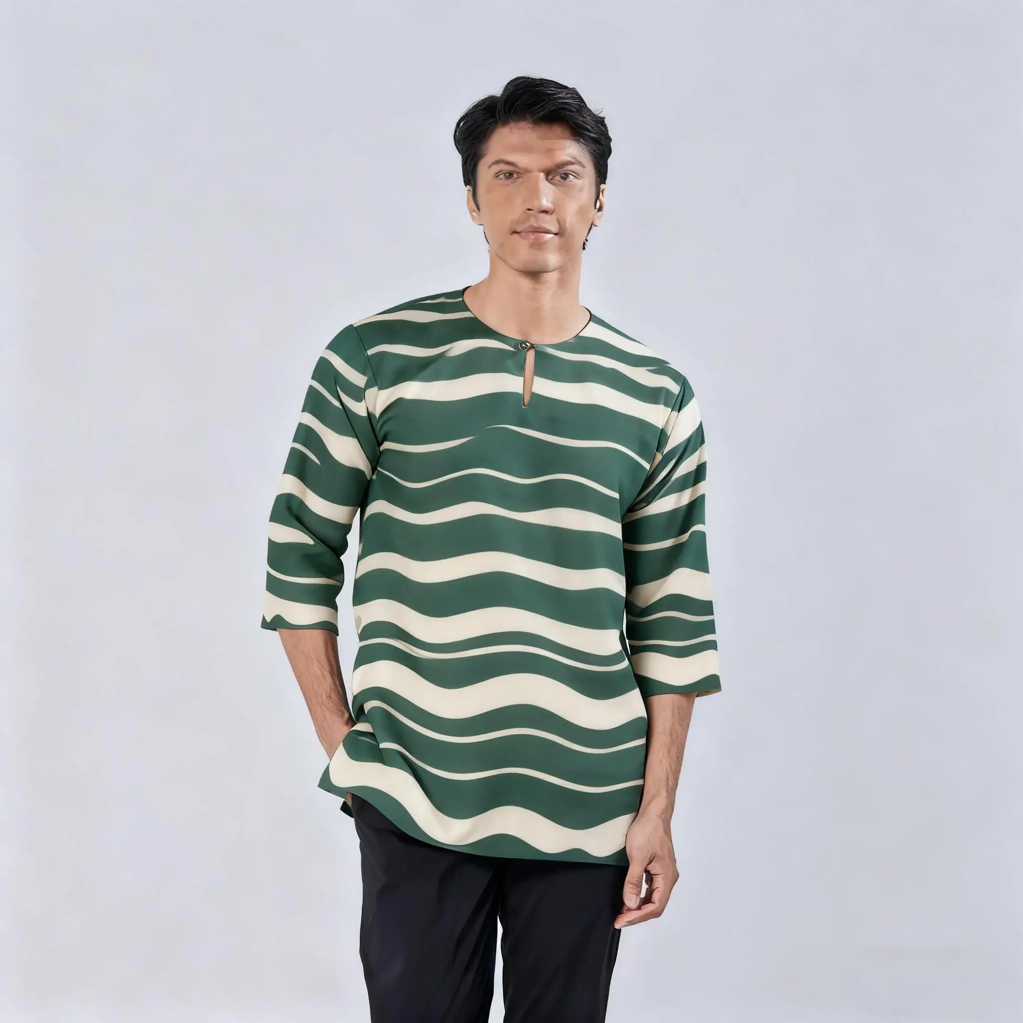 2026 رداء رجالي مسلم بأكمام قصيرة تي شيرت نمط عرقي الوقوف طوق الملابس العربية Vetements أوم Musulman #6