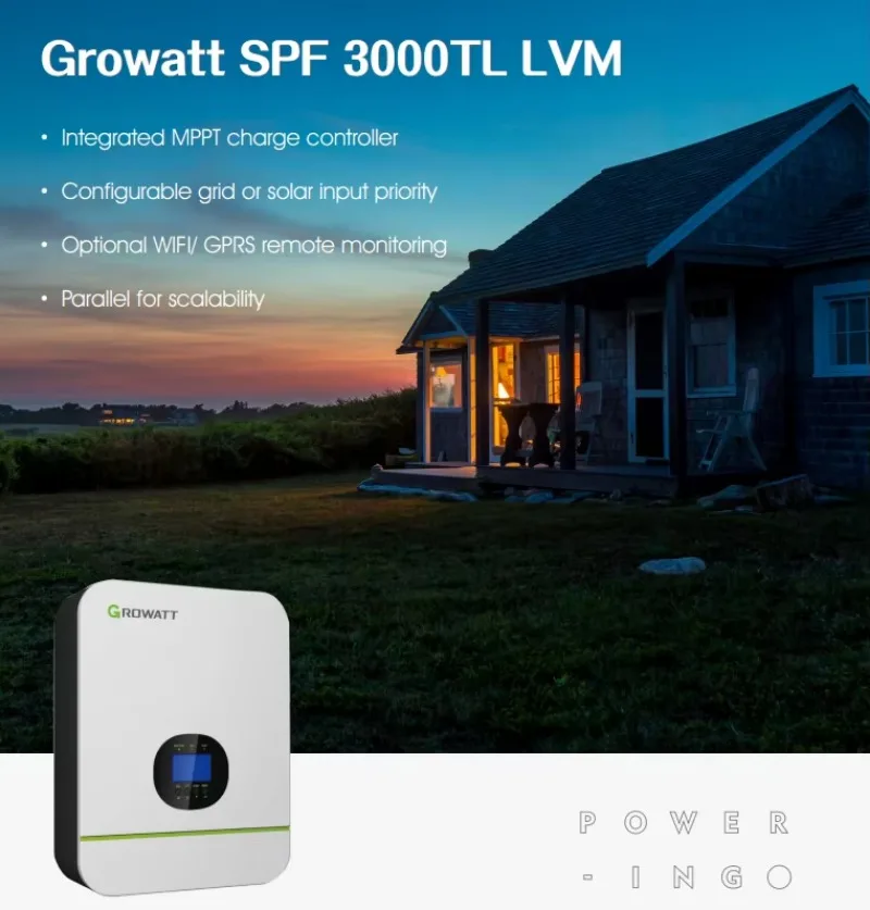 Growatt US Split Phase 120V Off Grid 3KW invertor SPF 3000TL LVM 24V 48V Battery 3000W 3kva Pure Sine Wave Solar Power Inverter