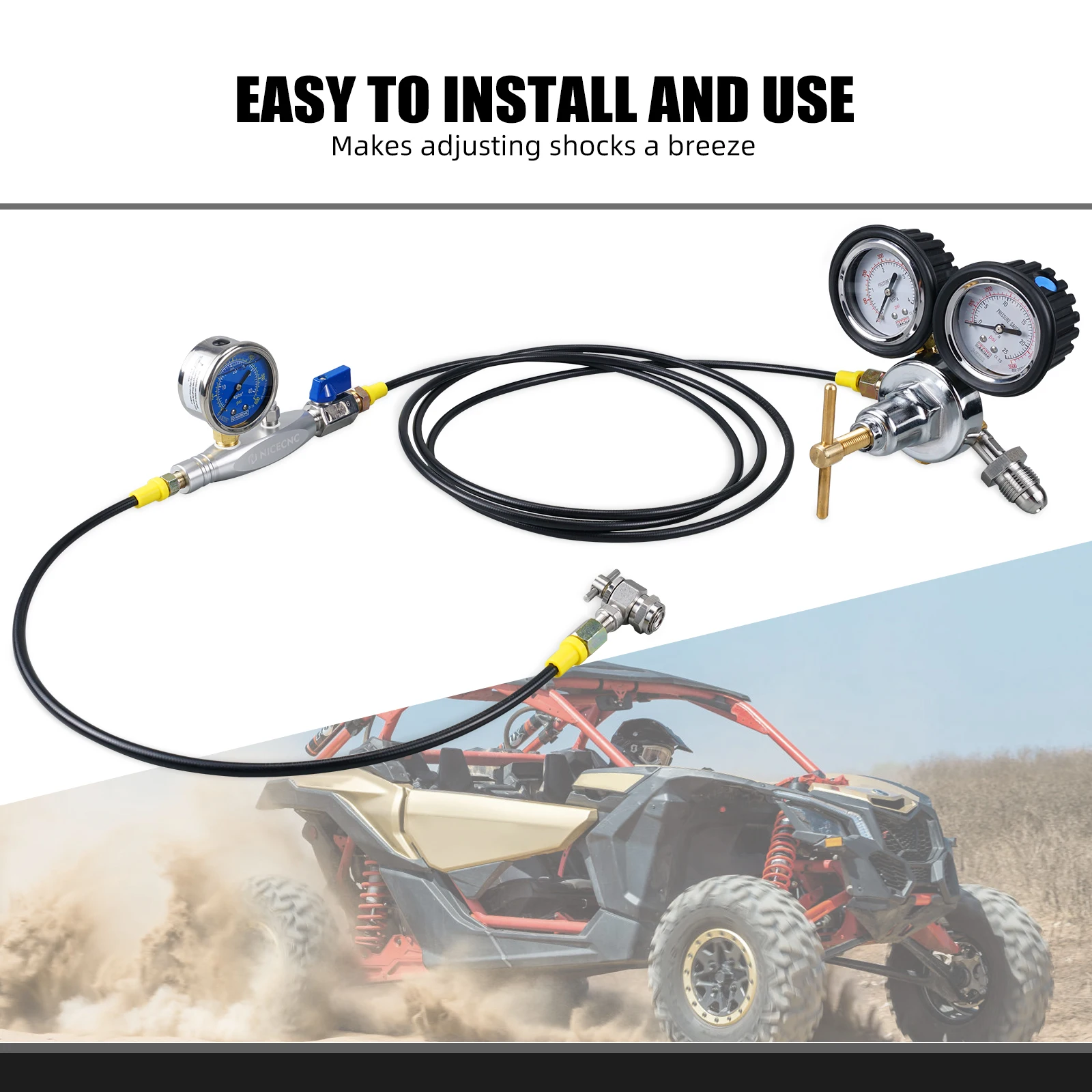Universal Powersports Nitrogen Shock Fill Tool With 600 PSI Regulator UK Standard Nitrogen Cylinder BS 341 No. 3 ATV UTV