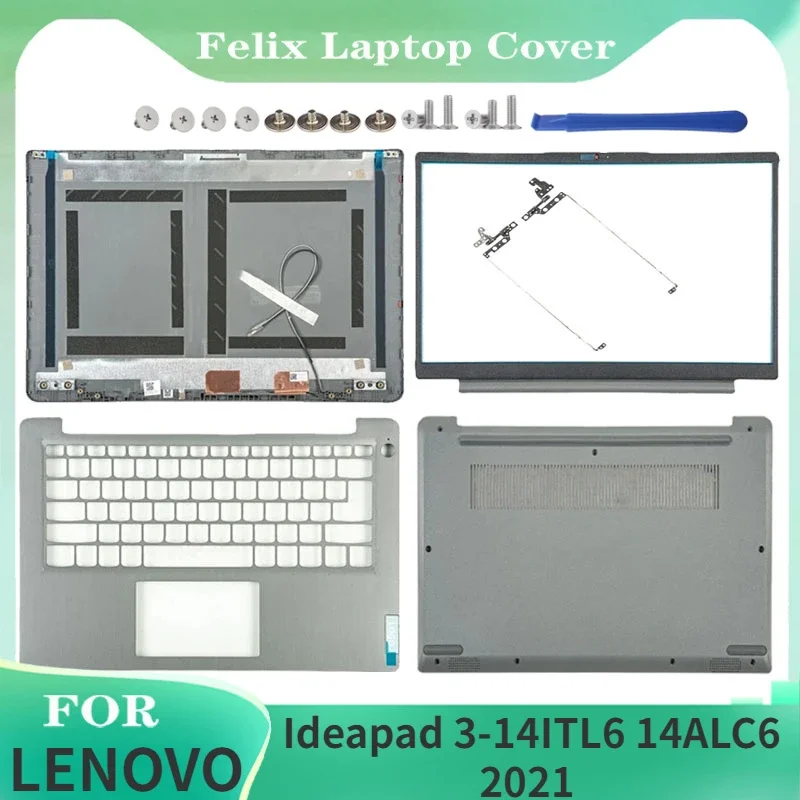 

New Laptop Case For Ideapad 14s 3-14ITL6 3-14ALC6 2021 LCD Back Cover Bezel Palmrest Bottom Hinges AP21M000100 AP21M000200