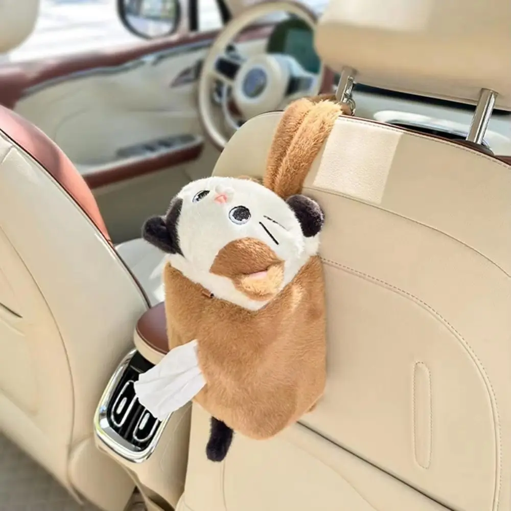 

Cartoon Plush Cat Napkin Box Soft Cat Shape Car Seat Tissue Box Fluffy Doll Decorative Paper Towel Dispenser Family Car