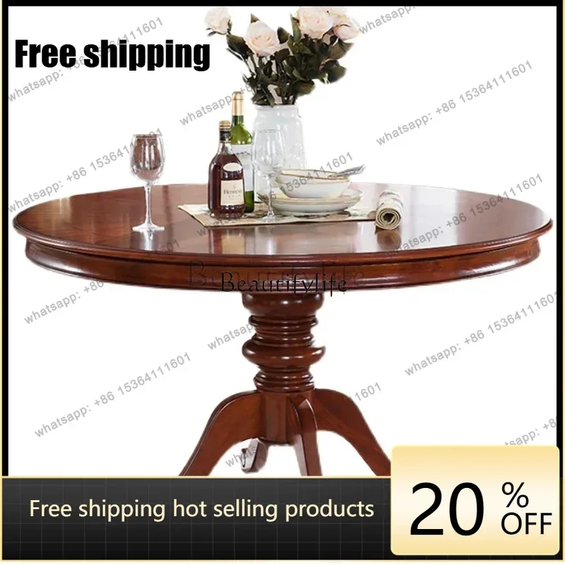 Factory CustomizationAmerican solid wood disc dining table carved luxury dining table