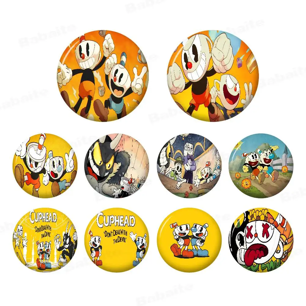Classic Game Anime Cuphead New  Brooches Soft Button Pin Funny Silly Gnarpy on A Skateboard Meme Badge Gamer Collection Gifts