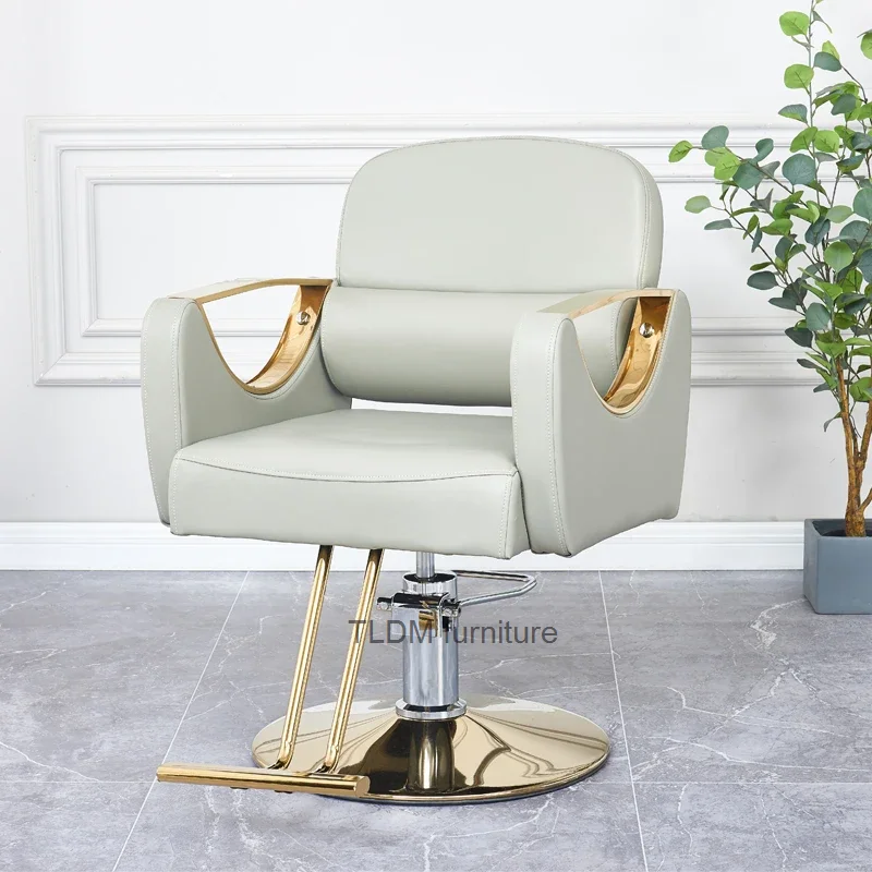 

Golden Pedicure Hairdressing Chair Rotating Portable Leather Luxury Barber Chair Aesthetic Cadeira Salon Furniture MQ50BC