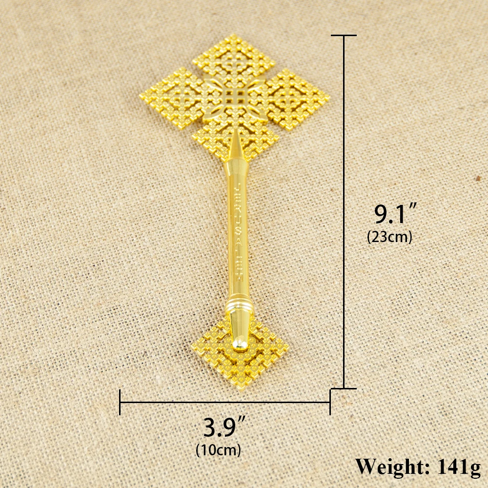 HTISOK Eastern Orthodox Cross Zinc Alloy Gilded Byzantine Cross Church Decoration for Blessing Prayer Worship Religious Gift