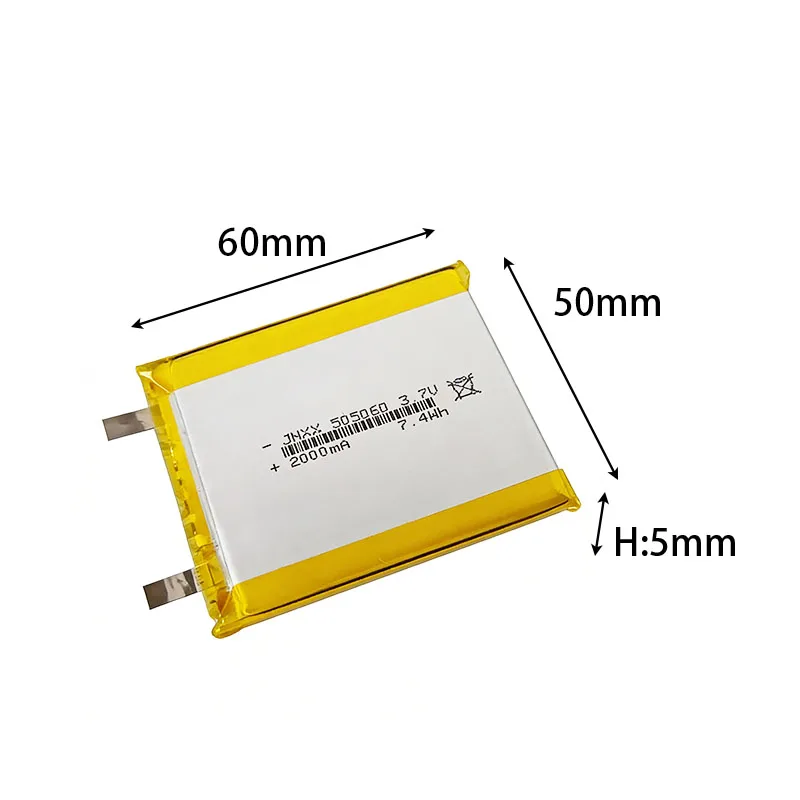 505060 3.7V 2000mAh 7.4Wh Rechargeable Polymer Li Lithium Lipo Battery 3 Wire Thermistor For Phone PDA MID TV Box GPS Tablet PC
