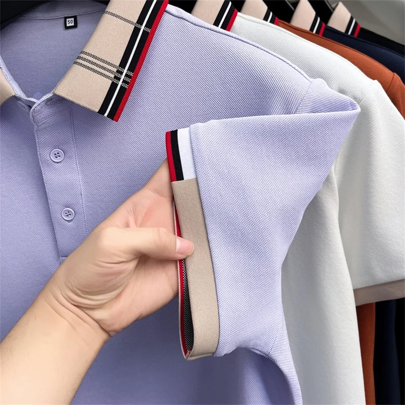 Neues Sommer-Herren-Poloshirt mit Kurzen Ärmeln, Kragen und Knöpfen, Luxuriöse Buchstaben-Stickerei, Lässiger Vielseitiger Jugendlicher Preppy-Stil Herrenbekleidung – Detail 10