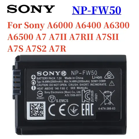 Original SONY np-fw50 NP FW50 Battery For Sony Alpha a6500 a6300 a6000 a5000 a3000 NEX-3 a7R a7S NEX-7 NEX-3D NEX-3K NEX-5R