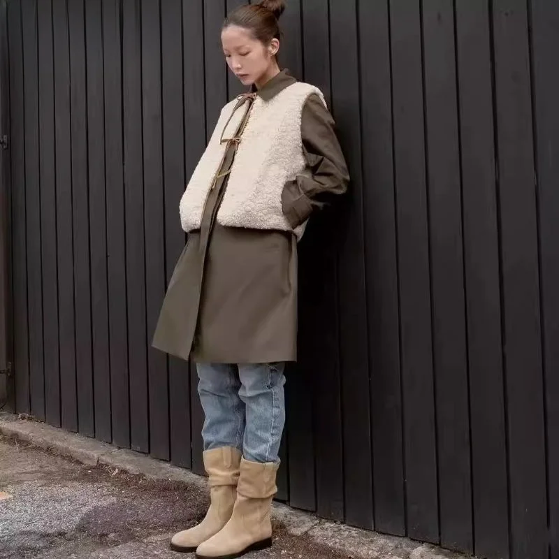 

New Autumn Winter Women's Fce Svel round Ne Casual Vest 30534 Trendy Versatile No Brand Knitted Cotton Crop Top