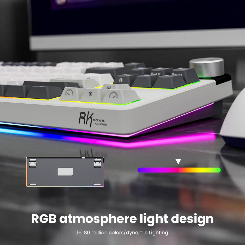 RK ROYAL KLUDGE S85 TFT Color Screent Mechanical Keyboard Tri Mode Wireless 85 Keycaps Hot-Swappable Gamer Keyboard RGB Backlit