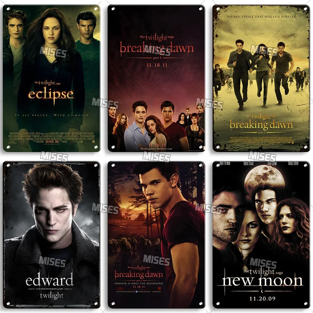MISES The Twilight Saga Movie Metal Poster Home Kitchen Metal Tin Sign Classic Metal Sign Vintage Decorative Plate Wall Decor