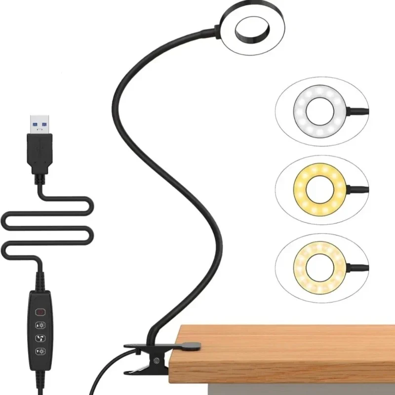 

LED Reading Light with Clamp 3 Color & 10 Brightness Desk Lamp Flexible Gooseneck Book Lamp Kids Reading Night Light Book Light