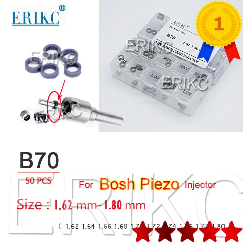 

50pcs B70 Piezo Common Rail Injector Adjustment Washers Size 1.62-1.80mm Shims Gasket Repair Kits for Bosch Piezo Injection