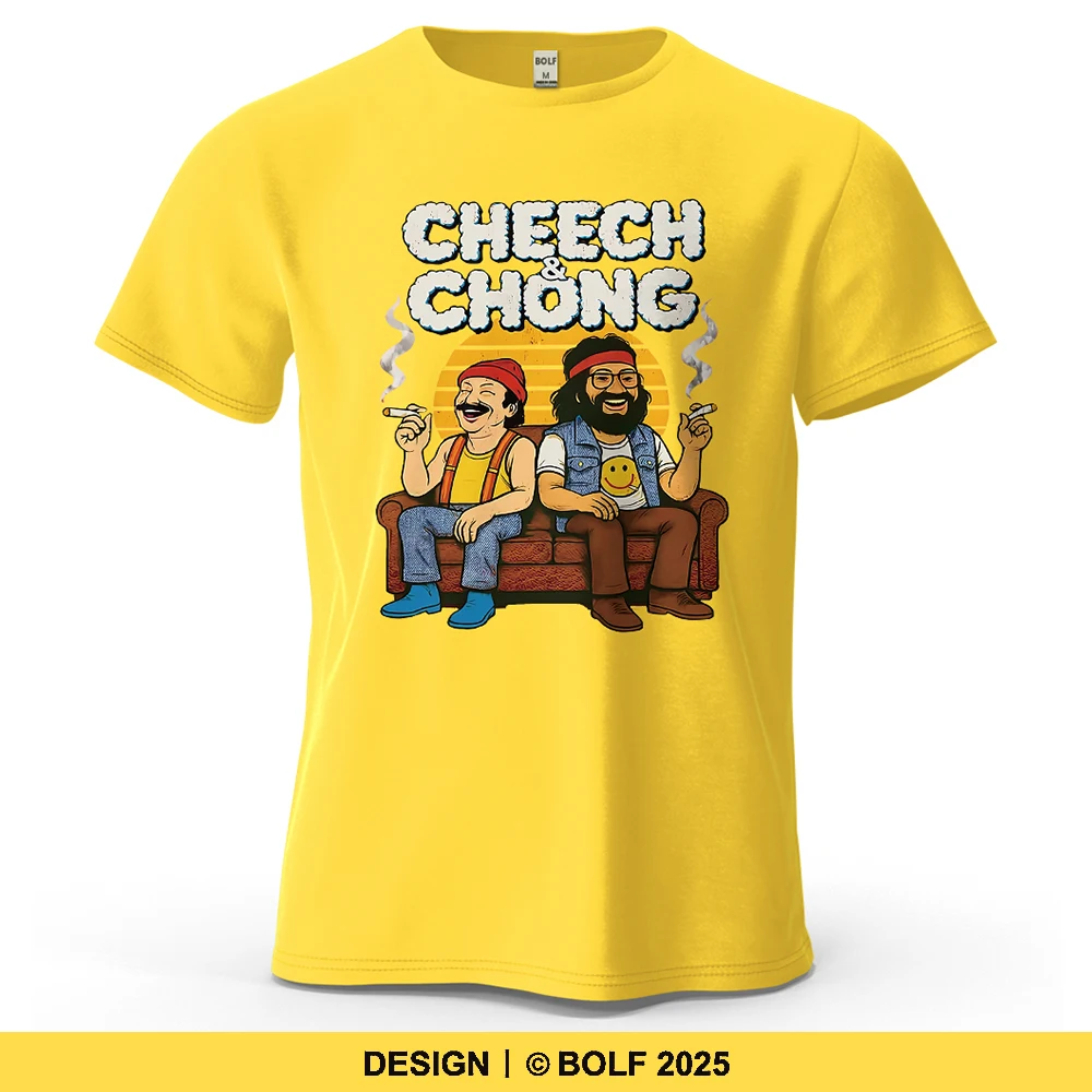 CHEECH & CHONG Cartoon Printed Men's T-Shirt 100% Cotton Oversized Retro Funny Graphic Tees for Women Tops Tees Streetwear