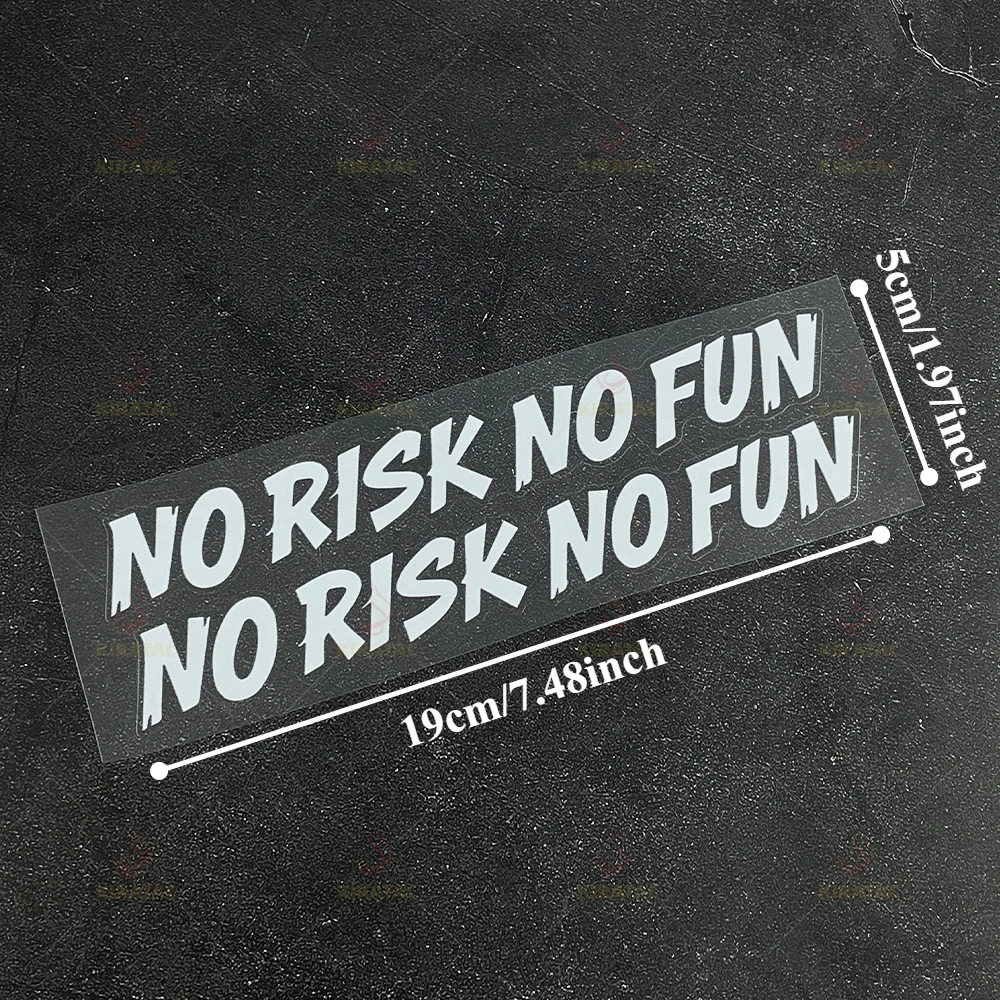 2Pcs NO RISK NO FUN Vinyl Stickers, Waterproof Universal Decals for Motorcycle Fairing Fuel Tank Racing Helmet Car Decor