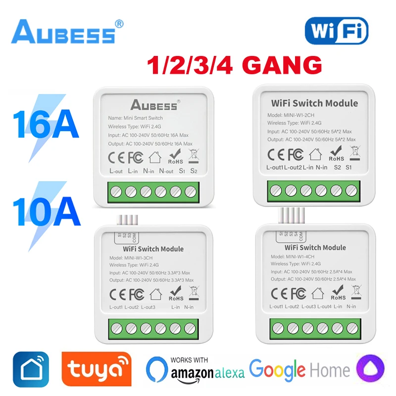 Tuya WiFi 1/2/3/4 gang Smart Switch Module with Dual Way Control Smart Life Smart Home Work with Alexa Google home Yandex Alice