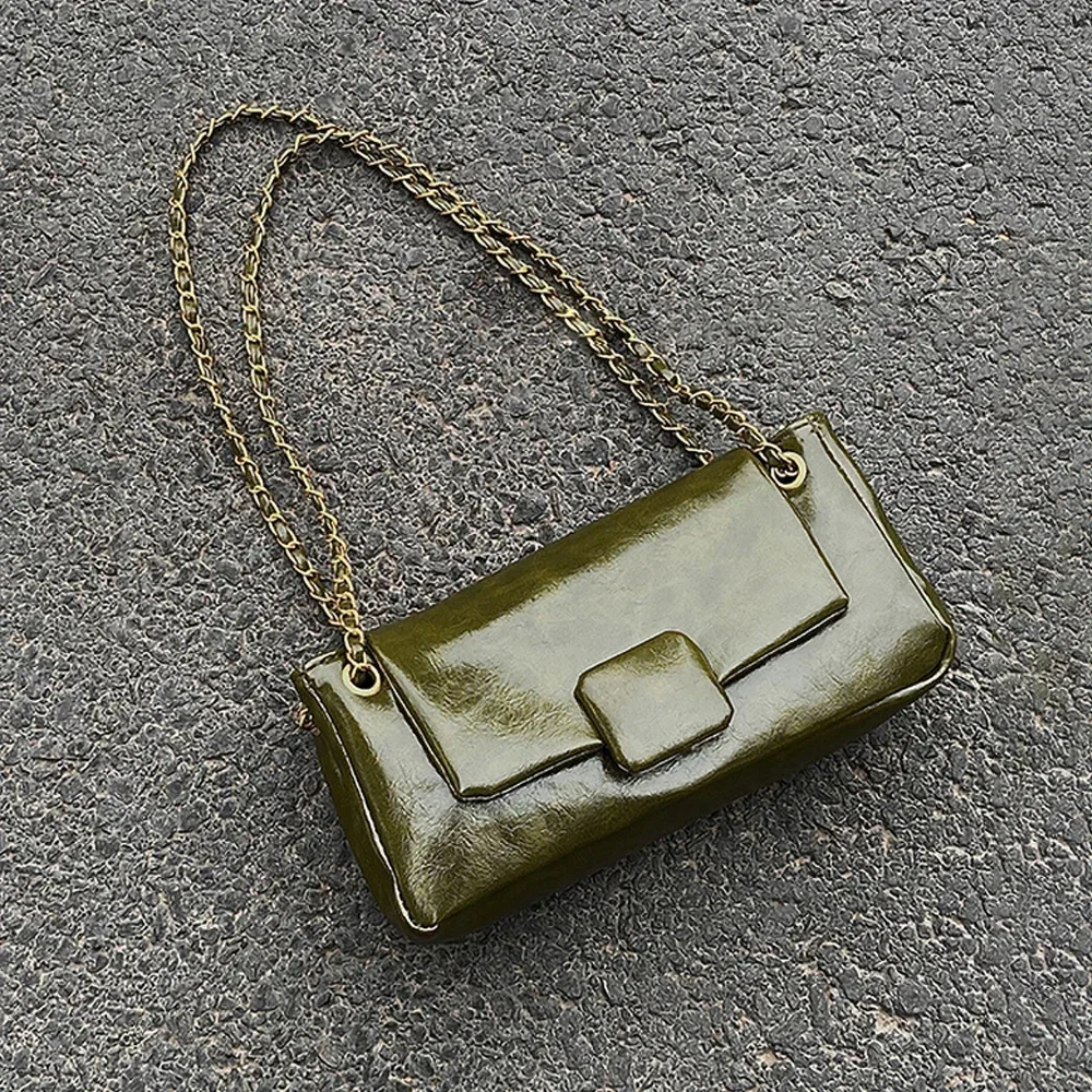 

Retro Women's Underarm Shoulder Bags 2023 New Texture PU Leather Chains Messenger Bag Korean Temperament All-match Handbags 1