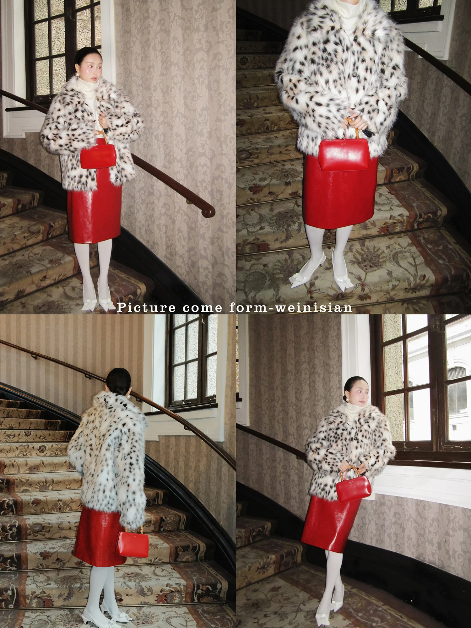 

Экологичный небольшой комбинированный дизайн Личная коллекция Мисс Чжу Мех с леопардовым принтом Jaet Long Sve Свободный крой из полиэстера