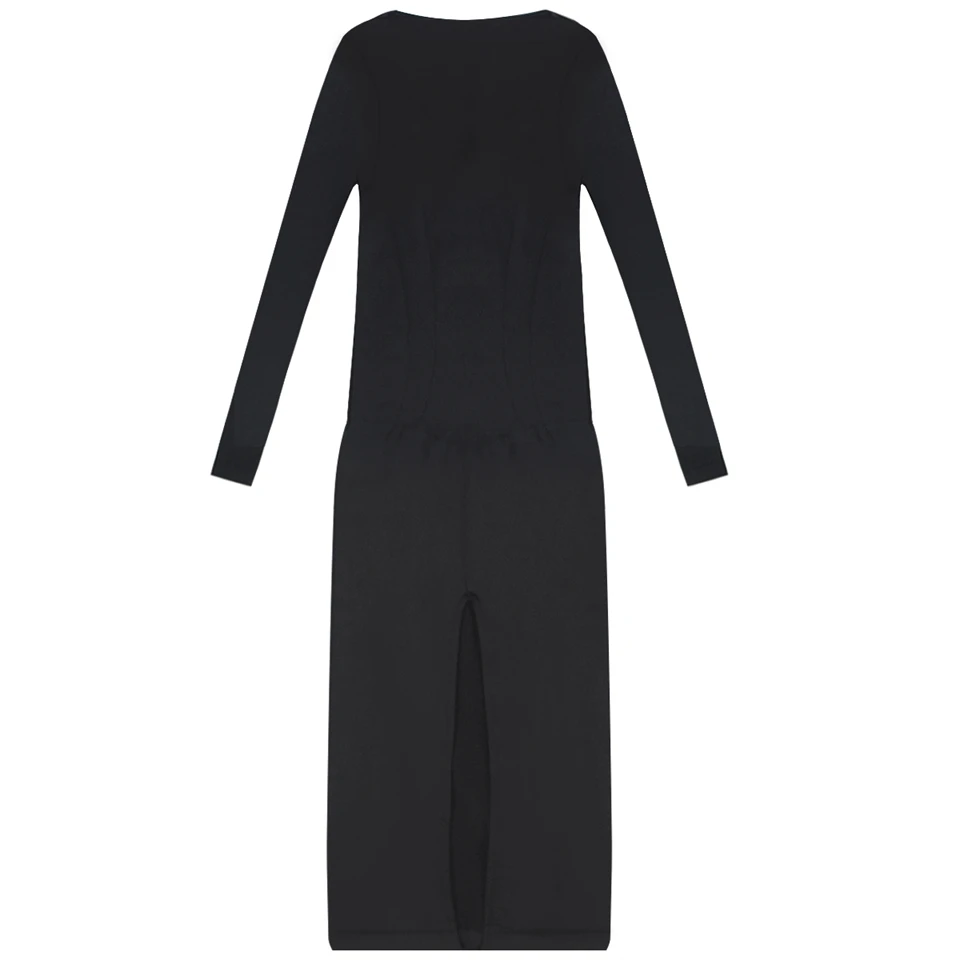 Becirzet Elegantes Damen-Maxikleid, Figurbetont, Langarm, Formende Unterwäsche, Übergröße – Detail 15