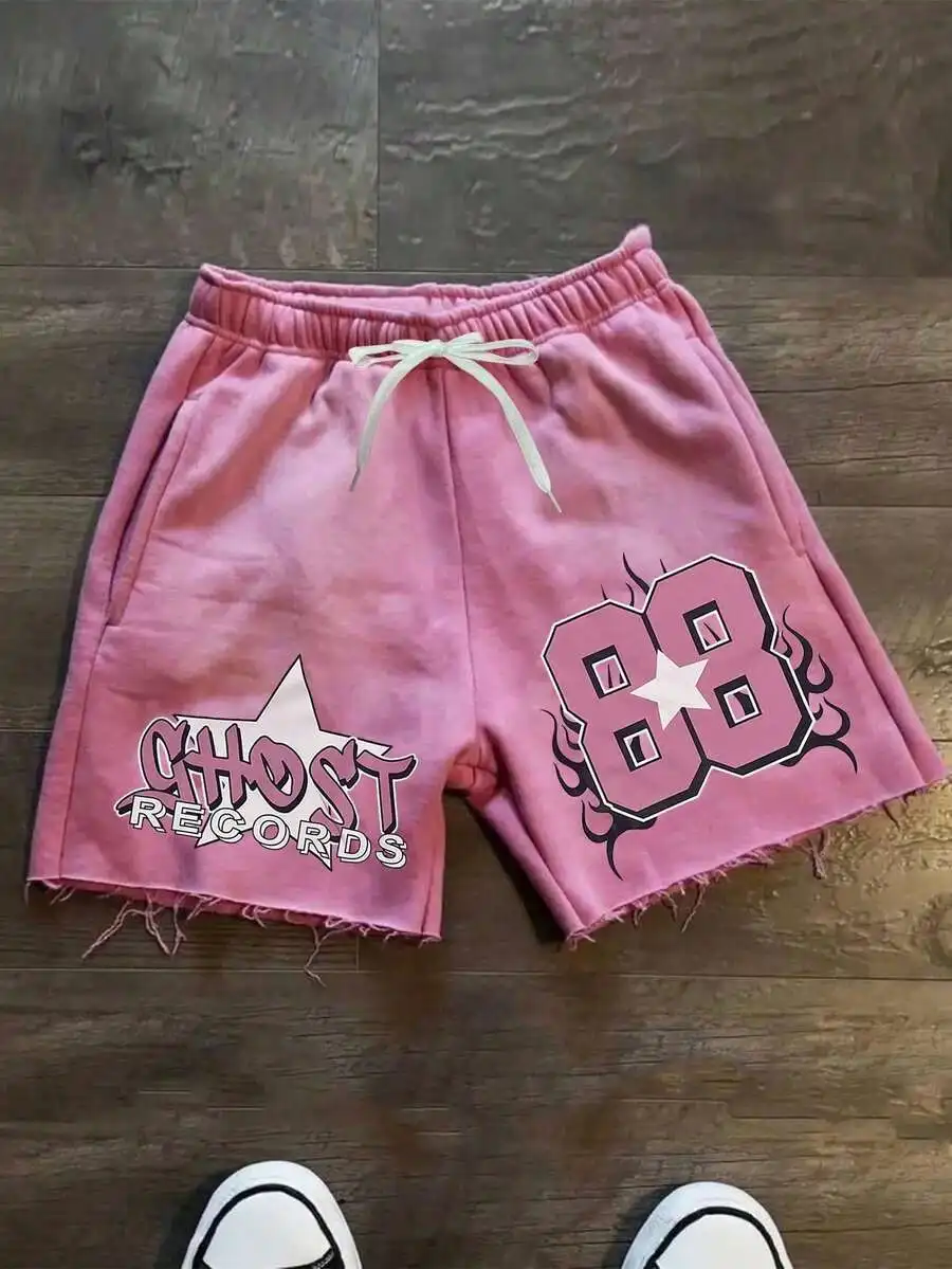 

Mens Summer Lightweight Quick-Dry Casual Shorts With Drawstring Print Design