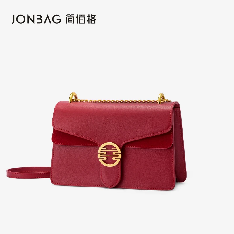 JONBAG Red Chain Bride High-end Light Luxury Niche Bag New Wedding Women's Bag Wedding Messenger Bag Ladies Wedding Bag