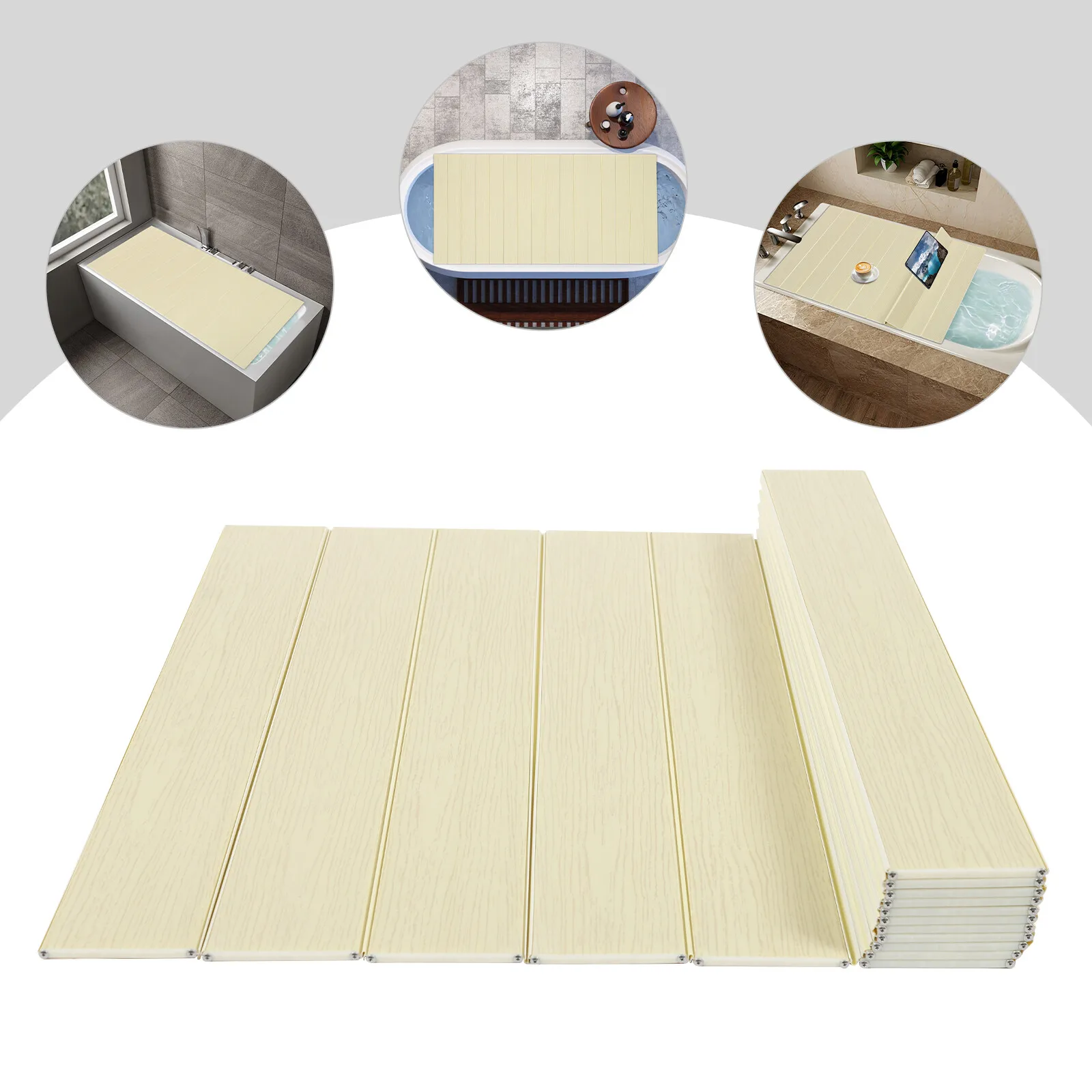 

Foldable Bathtub Cover for Bathroom Spa Tray Table 70x170cm Waterproof and Durable