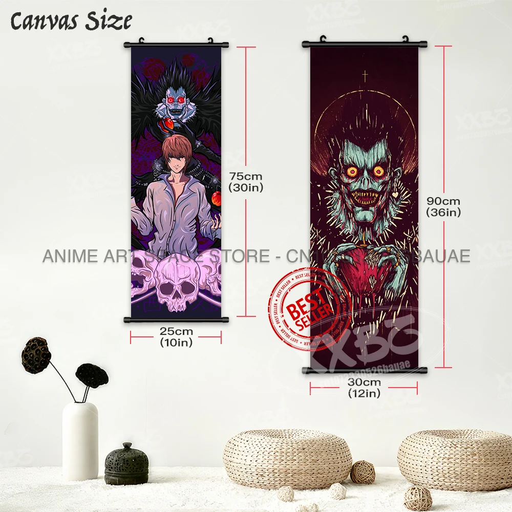 Anime DEATH NOTE Hängende Malerei Klassische Cartoon Poster Yagami Licht Schriftrollen Bilder Ryuk Home Decor Wandbild Wand Kunst Für Zimmer – Detail 5