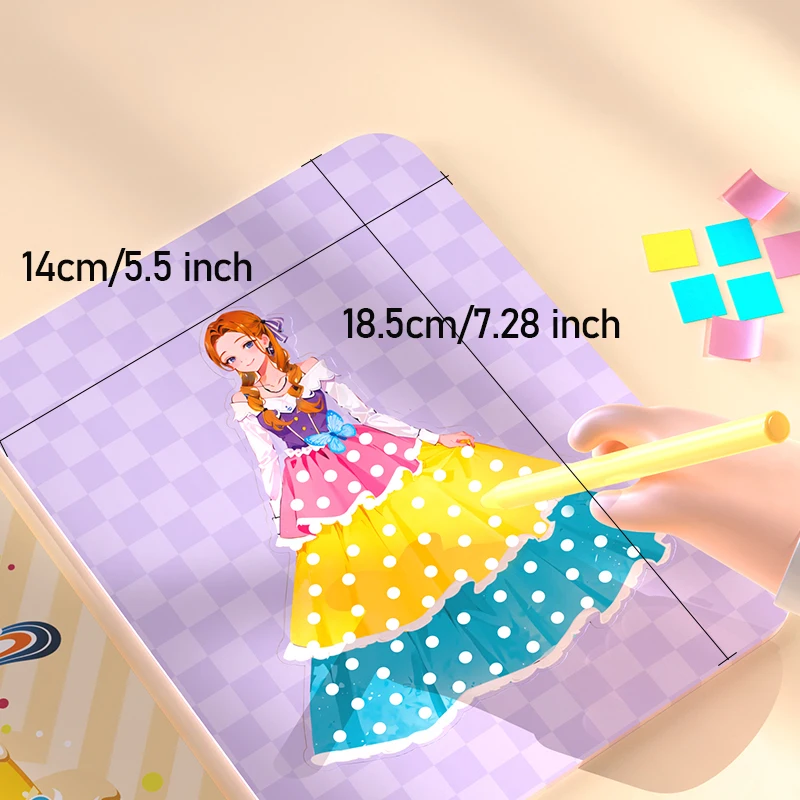 DIY Craft Kits Handmade Princess Dress, pintura 3D colada, brinquedos criativos, boneca de vestir, vestido colorido para crianças, presente